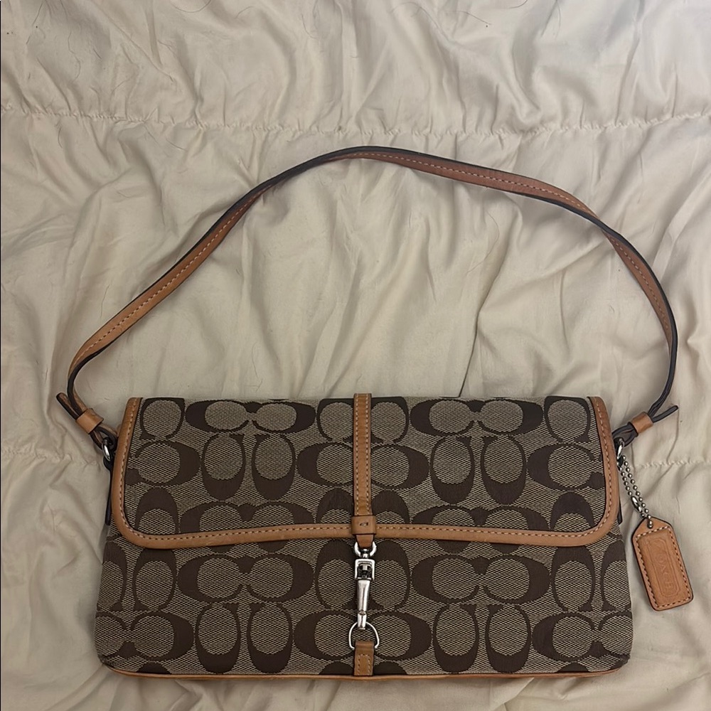 Coach Brown and Tan Classic Shoulder Bag